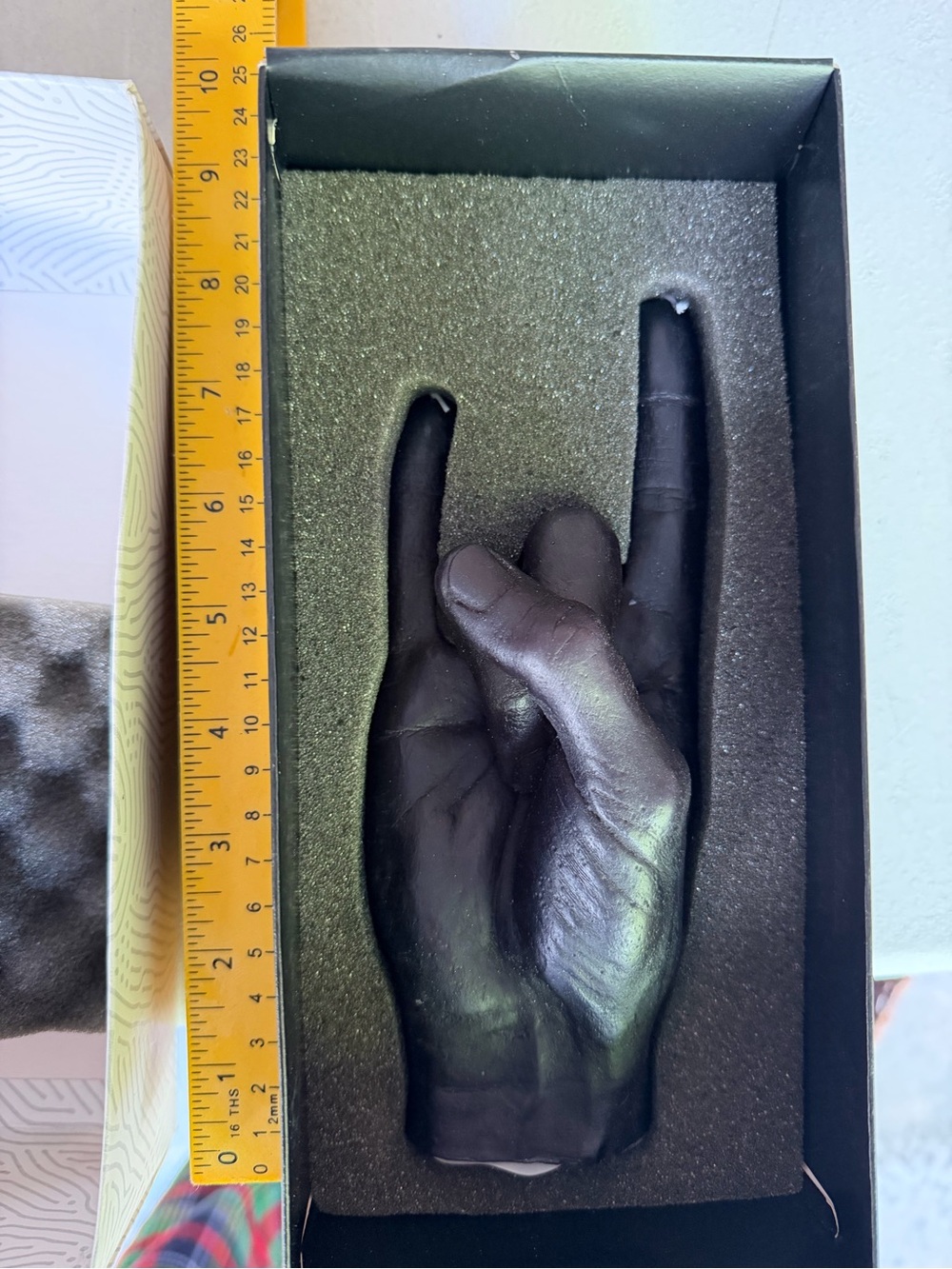 Novelty life casted hand candle- Rock on!